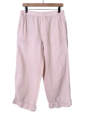 J. Crew Linen Cotton Cropped Leg Pajama Pants Crop Light Link Sleepwear Small